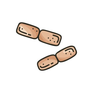 Laktobacillus bulgaricus. Renkli karalama bakteri simgesi. Biyoloji, bilim ve beyaz arka planda laboratuvar için karikatür çizimi. El çizimi izole vektör görüntüsü. Probiyotik kavramı