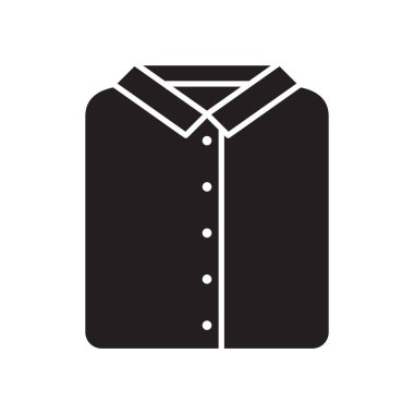 Siluet katlanmış gömlek simgesini kes. Erkek giyim logosu taslağı. Siyah beyaz çizim. Düz el beyaz arkaplana izole edilmiş vektör resmi çizdi