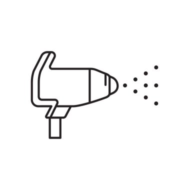 Boya ikonu akımlı bir boya fırçası. Logo için ince bir sanat şablonu. Siyah beyaz çizim. Beyaz arkaplana izole edilmiş bir vektör resmi çizdim. Toz kaplama, araba yıkama, boya işi.