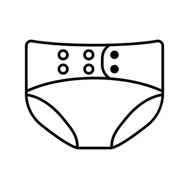 Modern bez ikonu. Pamuk bezlerinin ince çizgili sanat logosu. Siyah basit bir illüstrasyon. Beyaz arkaplanda izole edilmiş vektör görüntüsünü göster. Düğmeli tekstil şortu. Sıfır atık yaşam tarzı