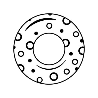Daire şeklinde lastik halka. Yaz uykusunun doğrusal simgesi. Havuzda ya da denizde yüzmek için basit bir aksesuar çizimi. Beyaz arkaplanda izole edilmiş vektör resmini birleştir