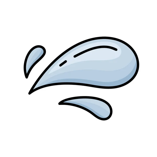 カラーウォータードロップアイコン アクアの手描き漫画イラスト ドードルスタイルで液体を噴霧のシンボル 孤立したベクトルだ 三つの青い液滴 — ストックベクタ