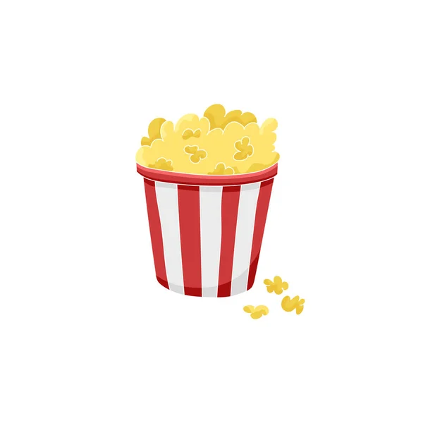 Movie Theater Red White Striped Popcorn Box Hand Drawn Cartoon — Stock Vector
