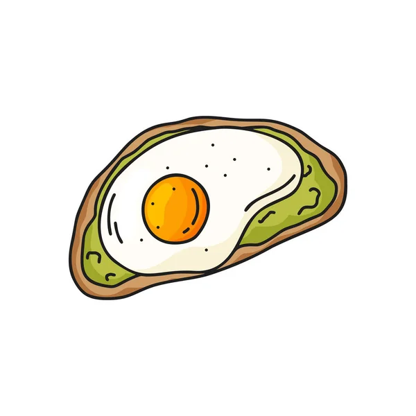 Kleur Doodle Avocado Toast Icoon Handgetekende Vectorillustratie Gezond Voedsel Concept — Stockvector