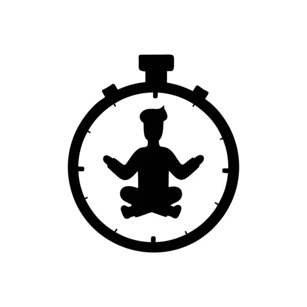 Silhouette Homme Position Lotus Intérieur Chronomètre Concept Gestion Temps Conception — Image vectorielle