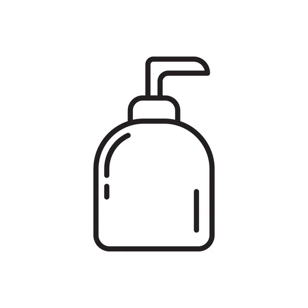 装有喷雾器图标的液体肥皂瓶 用于洗涤剂标识的细线艺术模板 黑白简单的图解 在白色背景上手工绘制孤立矢量图像 — 图库矢量图片