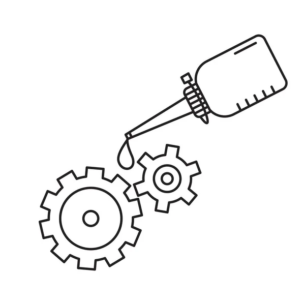 Chaudière Avec Goutte Goutte Huile Lubrifiant Deux Engrenages Icône Linéaire — Image vectorielle