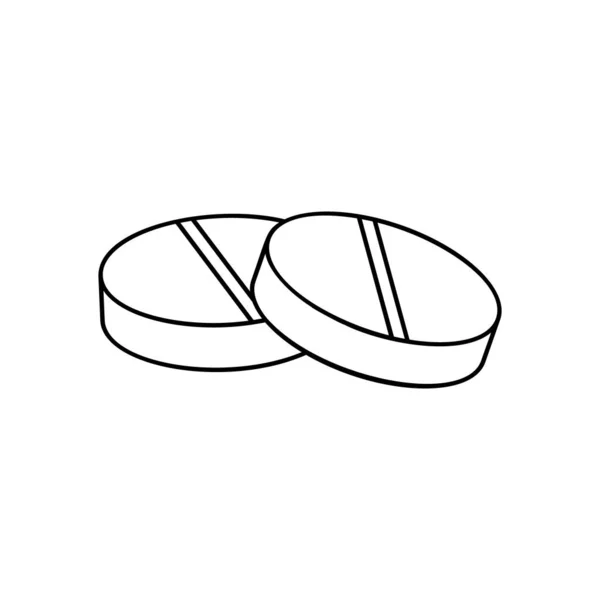Deux Pilules Rondes Icône Ligne Mince Art Médecine Logo Illustration — Image vectorielle
