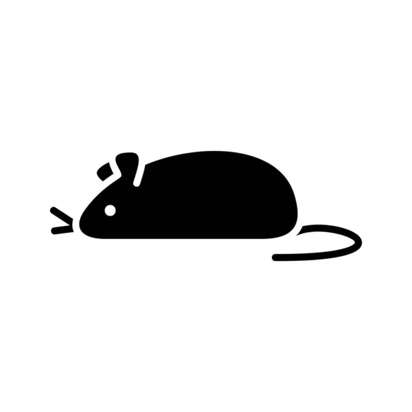 剪裁轮廓鼠标图标 家养动物的概略标识 灭鼠和控制啮齿动物的黑色简单例证 白色背景上的平面孤立矢量图像 — 图库矢量图片