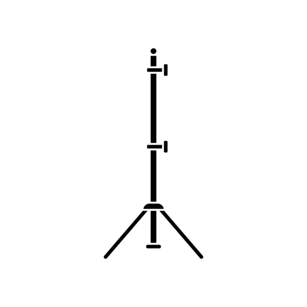 カットアウトシルエット三脚アイコン 撮影用プロ機器の概要ロゴ ライト カメラ ソフトボックス用スタンドの黒シンプルなイラスト 白い背景のフラット分離ベクトル — ストックベクタ