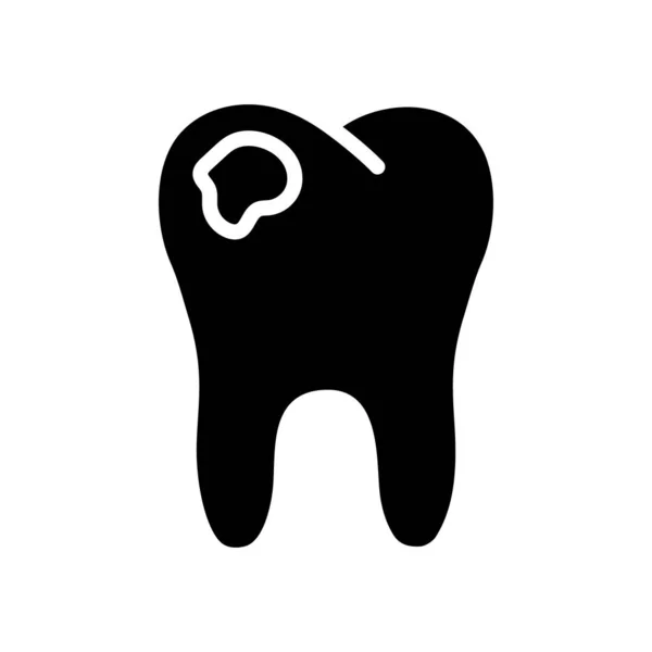 Vystřižená Silueta Zub Caries Ikona Obrysu Zubní Kliniky Černá Ilustrace — Stockový vektor