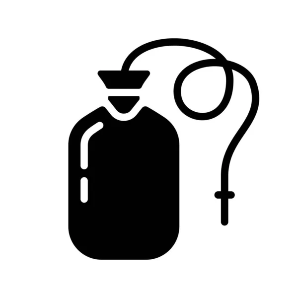 轮廓Enema袋或血袋 用排水管勾画出护士橡胶瓶的图标 说明清洁肠道 输血的医疗工具 白色背景上的平面隔离向量 — 图库矢量图片