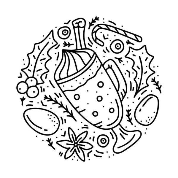 Круглий Каракулі Шаблон Яєчного Рука Намальована Векторна Концепція Контурна Ілюстрація — стоковий вектор