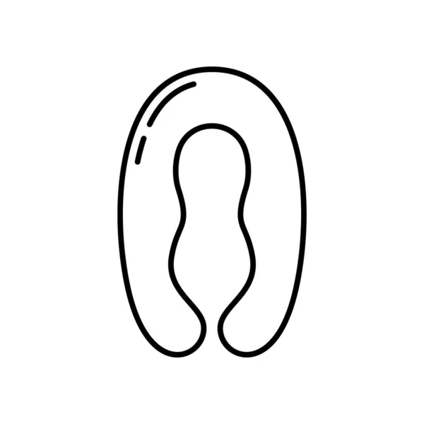有解剖弯曲的纺织品枕头 身体怀孕枕头的线形图标 放松等附件的简单黑色图解 白色背景上的锥形孤立矢量图像 — 图库矢量图片