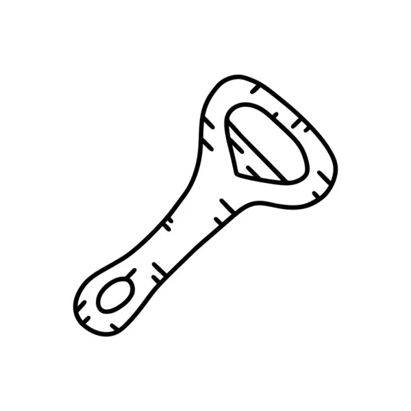 Flesopener Voor Bier Doodle Met Hand Getekend Icoon Van Metalen — Stockvector