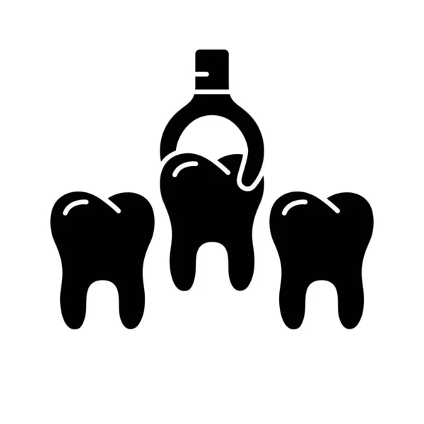 Ilustración Silueta Fila Dientes Extracción Con Pinzas Dentales Dientes Enfermos — Vector de stock