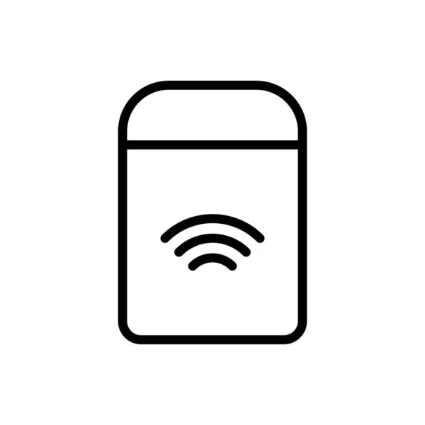 Wifi Caso Carga Icono Lineal Alambre Menos Caja Protectora Negro — Vector de stock