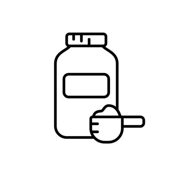 Jar Sports Nutrition Measuring Spoon Dry Powder Line Art Icon — Stock Vector