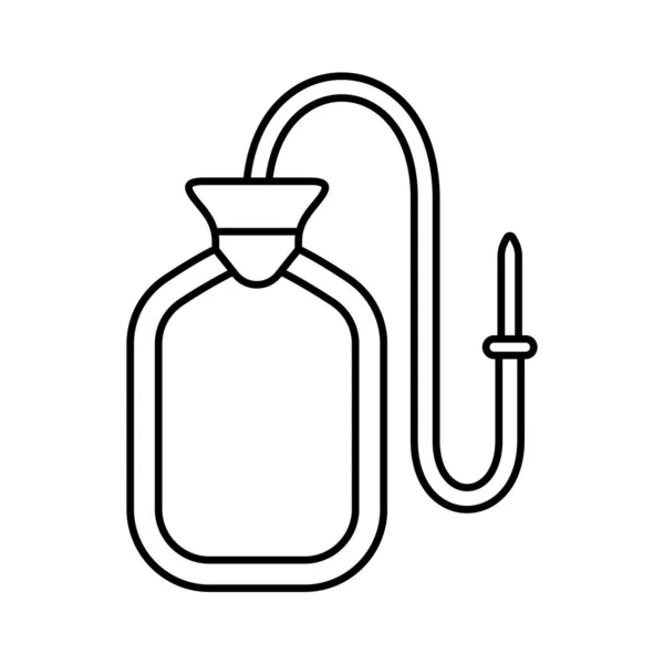 Enema Bolsa Agua Icono Lineal Botella Goma Negro Simple Ilustración — Archivo Imágenes Vectoriales