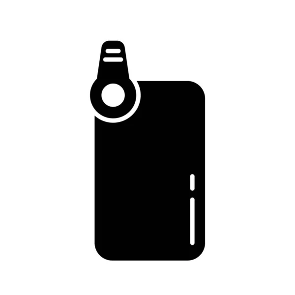 Silhouette Smartphone Mit Clip Linse Verwendung Für Makro Und Fischaugenaufnahmen — Stockvektor