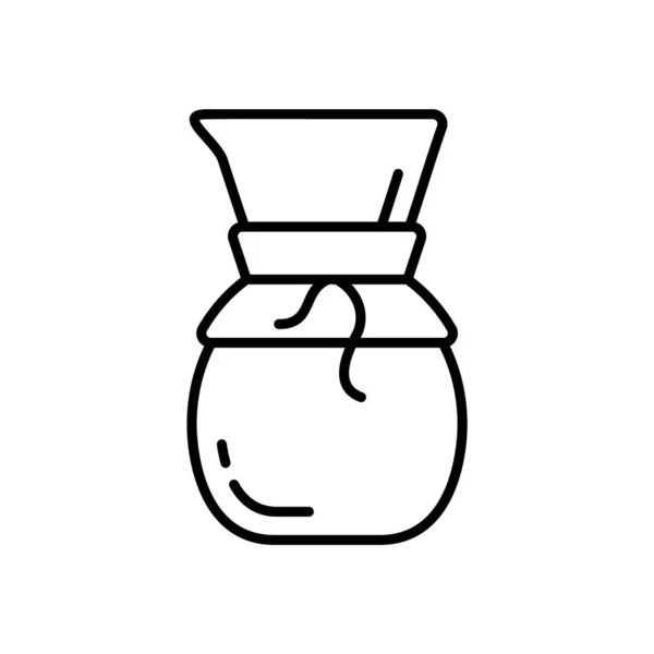 Vierta Sobre Cafetera Icono Lineal Maceta Para Preparar Café Haciendo — Vector de stock