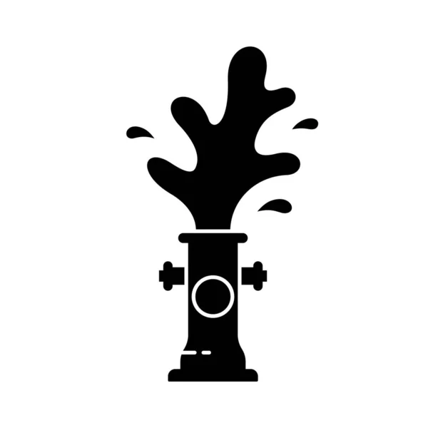 Sylwetka Hydrant Przeciwpożarowy Fontanną Ikona Zarysu Tryskającej Wtyczki Czarna Ilustracja — Wektor stockowy