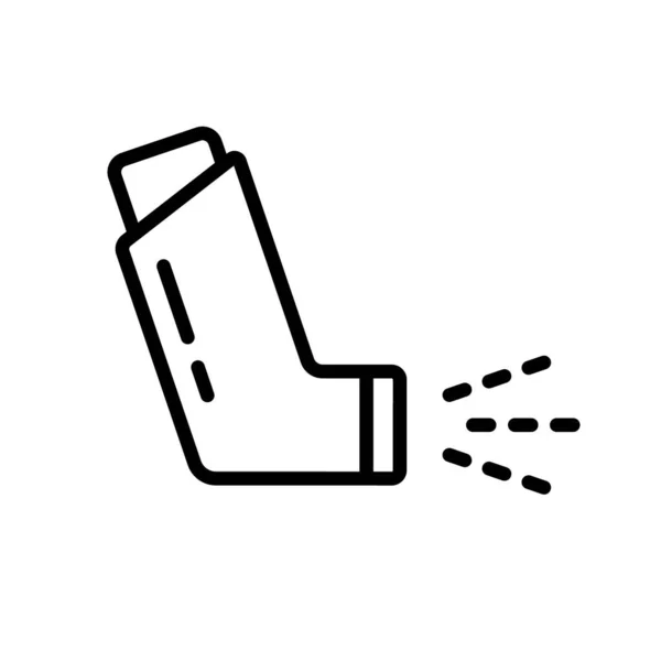 Inhalateur Asthme Icône Linéaire Aérosol Avec Médicament Pulvérisé Illustration Simple — Image vectorielle