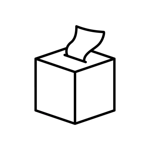 正方形の箱に紙ナプキン 使い捨てワイプの等価パッケージの線形アイコン パーソナル衛生製品の黒シンプルなイラスト 等高線分離ベクトルピクトグラム — ストックベクタ
