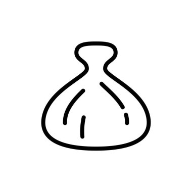 Khinkali simgesi. Gürcü böreğinin doğrusal logosu. Koni şeklinde hamura sarılmış et dolgusu. Siyah basit bir illüstrasyon, Georgia 'nın ulusal mutfağı. İzole edilmiş vektör piktogramını ekle, beyaz arkaplan