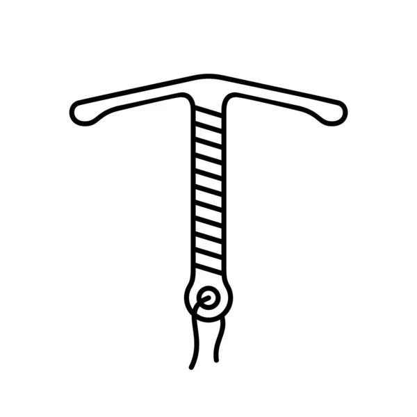 Antykoncepcyjne Linia Ikona Sztuki Miedzianego Urządzenia Wewnątrzmacicznego Strunami Kobieca Ilustracja — Wektor stockowy