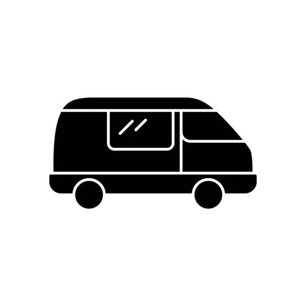 Silhouette Travel Van Outline Icon Retro Truck Black Simple Illustration — Stock Vector