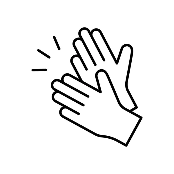 手をたたいて 拍手の線形アイコン 拍手の黒シンプルなイラスト 白い背景に輪郭の孤立ベクトルエンブレム — ストックベクタ