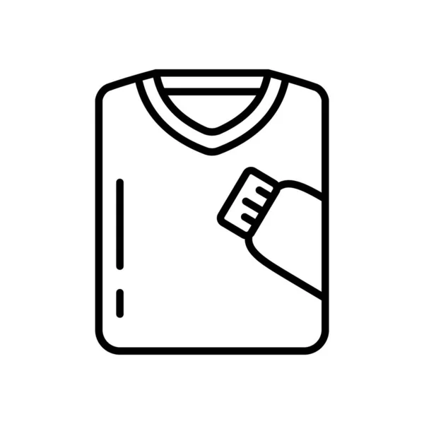 丸襟と長い袖付きの折りセーター プルオーバーニットウェアのアイコン ニットの服の黒の線形イラスト 男性の服の一部 白い背景に輪郭の孤立ベクトルエンブレム — ストックベクタ