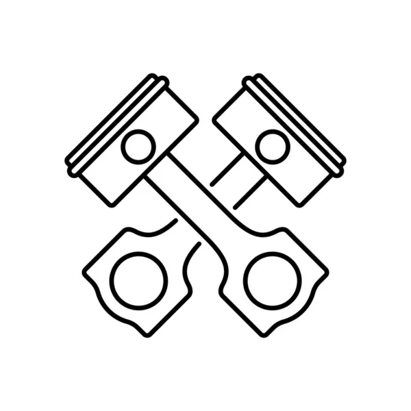 Çapraz Araba Motor Piston Simgesi Motor Tamiri Için Doğrusal Logo — Stok Vektör