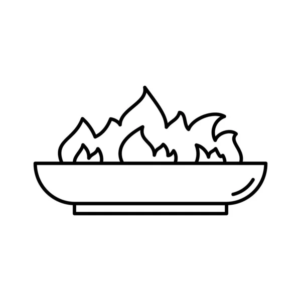 屋外火災ピットアイコン 低たき火のボウルの線形ロゴ キャンプファイヤーの黒いシンプルなイラスト 裏庭のためのアクセサリー 自然の中でピクニック 白い背景に輪郭の孤立ベクトルエンブレム — ストックベクタ