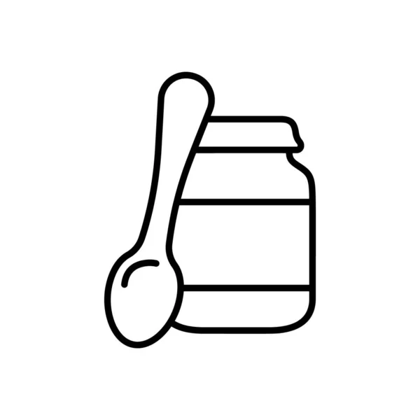 Βαζάκι Καπάκι Κουτάλι Εικονίδιο Τέχνης Κονσερβοποιημένου Φαγητού Μαρμελάδας Φυστικοβούτυρου Πουρέ — Διανυσματικό Αρχείο