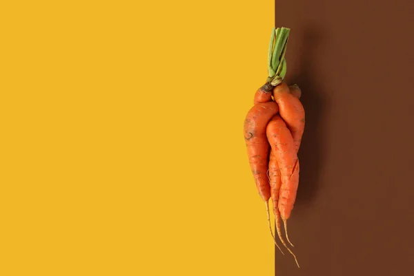 Banner Comida Fea Con Espacio Para Copias Zanahoria Mutante Sobre — Foto de Stock