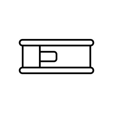 Springform kek tepsisi. Sünger keki ve cheesecake pişirmek için mutfak aletlerinin doğrusal simgesi. Metal kalıbın siyah basit bir çizimi. İçerik izole vektörü, beyaz arkaplan
