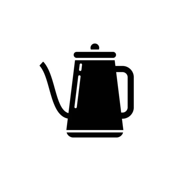 Silhouette Verser Sur Une Bouilloire Café Icône Contour Pot Poinçon — Image vectorielle