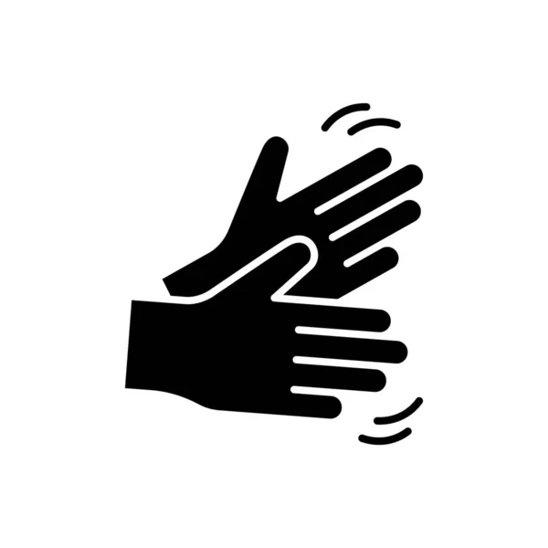 Silhouette Shaking Clapping Hands Outline Icon Palms Rubbing Each Other — Stock Vector