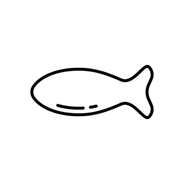 ヒレのない尾を持つ魚 海の食べ物の線形アイコン パッケージデザインのための黒シンプルなイラスト 白い背景に孤立したベクトルエンブレムを輪郭 レストランのロゴ 海料理付きのメニュー — ストックベクタ