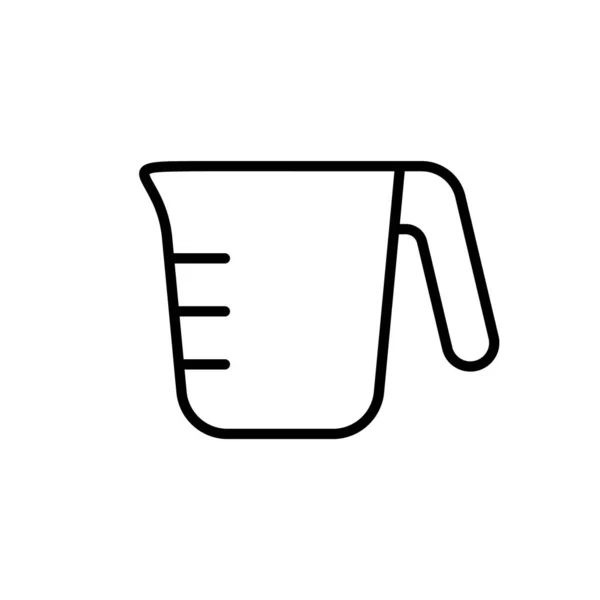 Taza Medición Con Pico Vertido Mango Icono Lineal Utensilios Cocina — Vector de stock