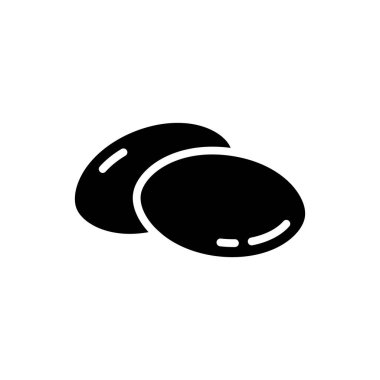 Siluet Kapsülleri. İki oval hapın ana simgesi. Tıbbın, ilacın, vitaminin, omega-3 'ün, diyet ilacının siyah çizimi. Beyaz arkaplanda düz yalıtılmış vektör amblemi. Opioid ağrı kesici işareti