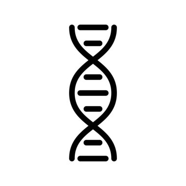 DNA ipliği siluet simgesi. İnsan molekülü piktogramı ana hatlarıyla. Gen, biyoloji, evrim ve genetiğin basit siyah çizimi. Beyaz arkaplanda düz izole vektör işareti. Kalın çizgi sanatı