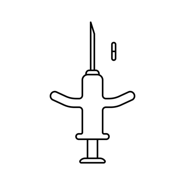 Spuit Voor Menselijk Microchippen Lineair Pictogram Van Speciale Apparatuur Voor — Stockvector