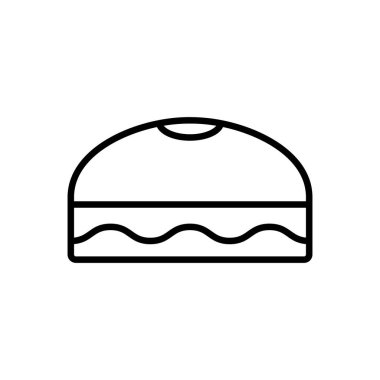 Yarmulke veya skullcap. Dua için Müslüman şapkasının doğrusal simgesi. Dini aksesuarların siyah çizimi. İzole vektör amblemi, beyaz arkaplan