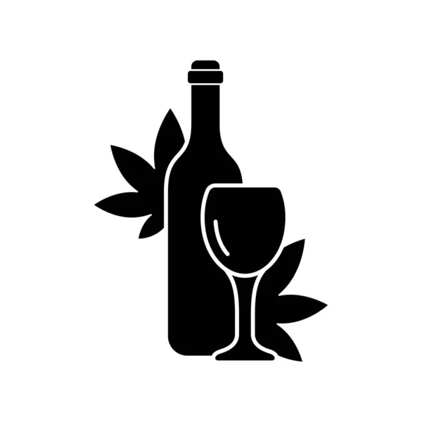 Logo Sylwetki Wina Konopnego Nakreśl Ikonę Alkoholu Czarna Ilustracja Butelki — Wektor stockowy