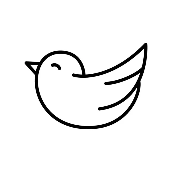 Jolie Icône Oiseau Logo Dessin Animé Linéaire Petit Oiseau Volant — Image vectorielle