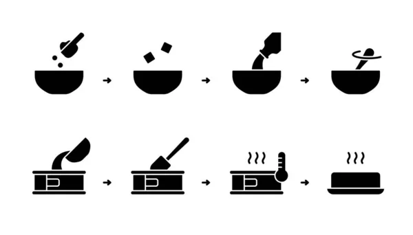 Silhouette Anleitung Der Backmischung Schritte Zum Kochen Von Hausgemachtem Keks — Stockvektor