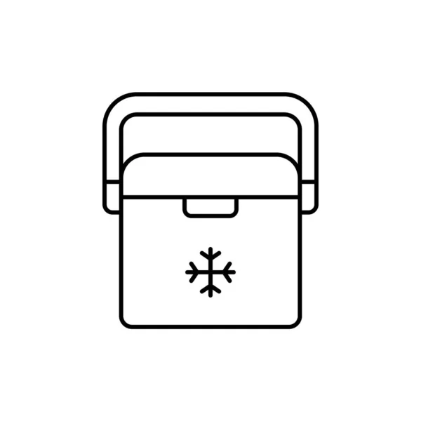 ポータブル冷蔵庫クーラー アイスボックス キャンプ ピクニック バーベキューのための自動コンテナの線形アイコン ハンドル付きプラスチック熱箱の黒シンプルなピクトグラム 白い背景に孤立したベクトルを輪郭 — ストックベクタ